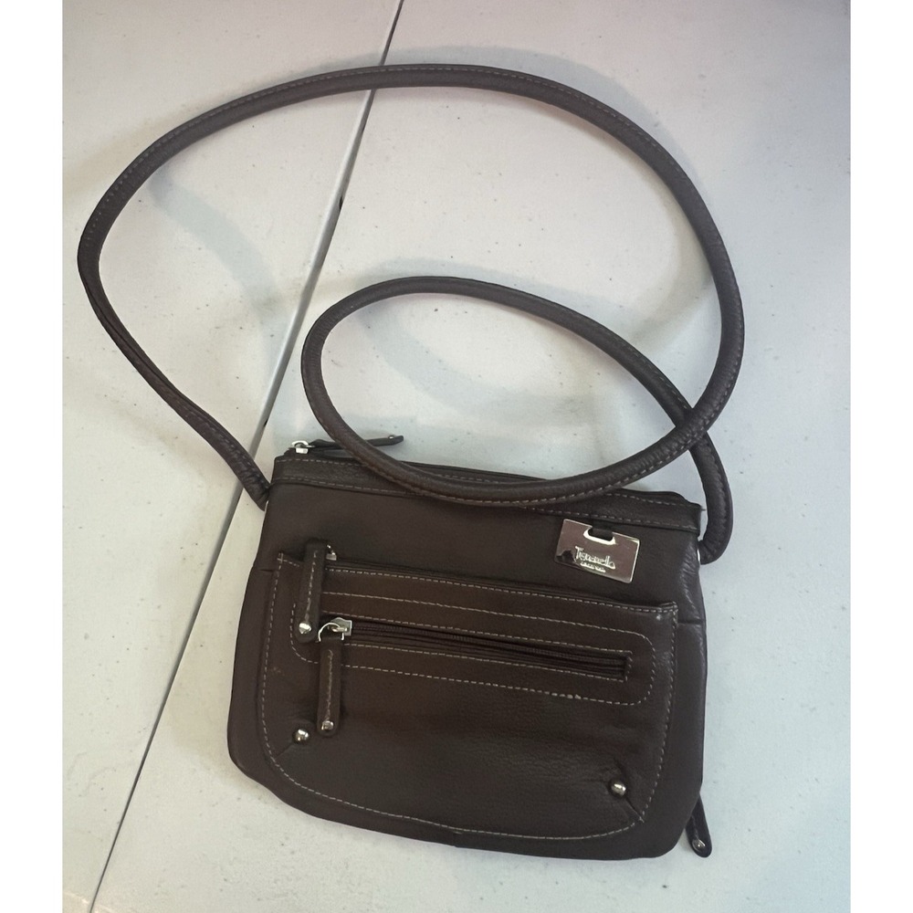 Tignanello Dark Brown Leather Small Crossbody Purse